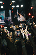 Revelers take photos at a concert